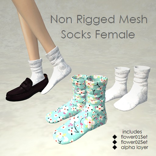 Mesh non Rigged Female Socks flowerpack box