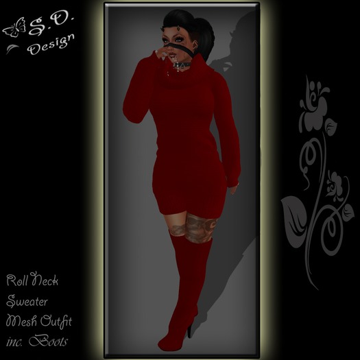 Roll Neck Sweater Outfit red
