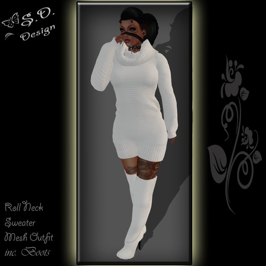 Roll Neck Sweater Outfit white