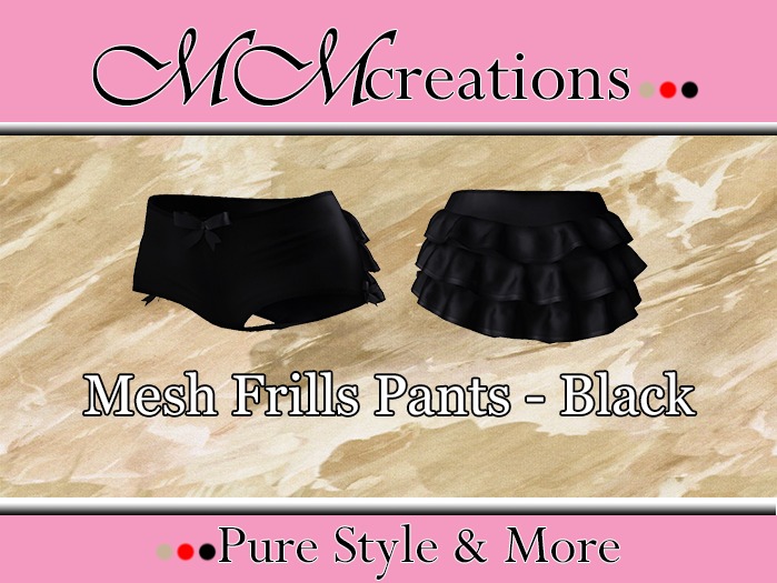 Mesh Frills Pants-black