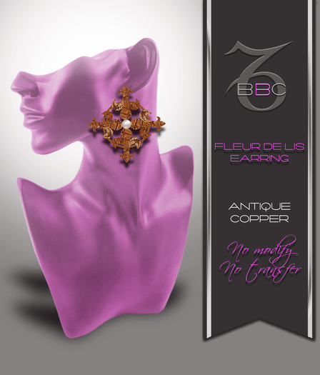:::BBC:::Fleur De Lis Earring-Antique Copper