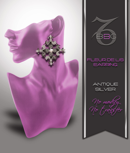 :::BBC:::Fleur De Lis Earring-Antique Silver