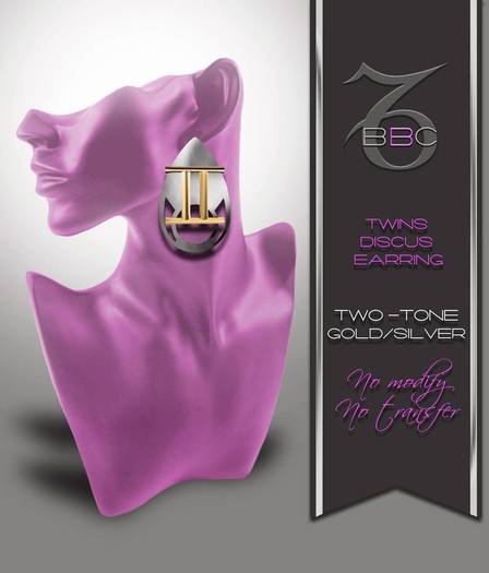 :::BBC::: Twins Two-Tone Discus Earrings