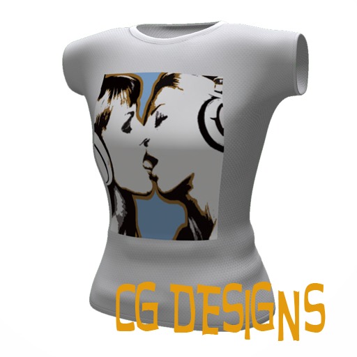 Second Life Marketplace - Women's Kissing Girls T Shirt ++MESH++