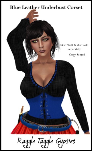 RTG Blue Leather Underbust Corset