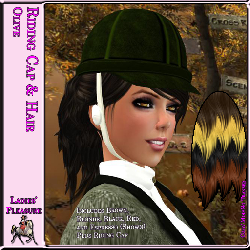 ~LP~ Riding Cap & Hair Set (BOXED) Olive