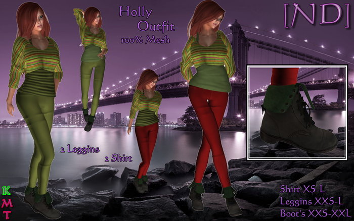 [ND] Holly Crem Green-Red Set