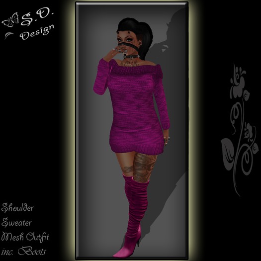 Shoulder Sweater Outfit Pink