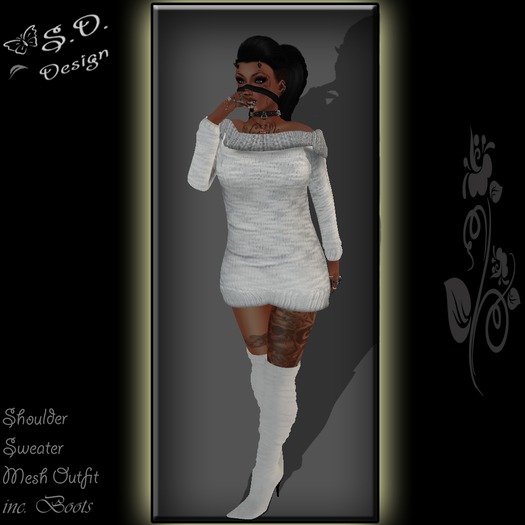 Shoulder Sweater Outfit White