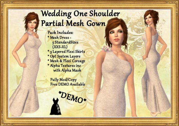 *LBD* DEMO One Shoulder Gown - Mesh & Prims