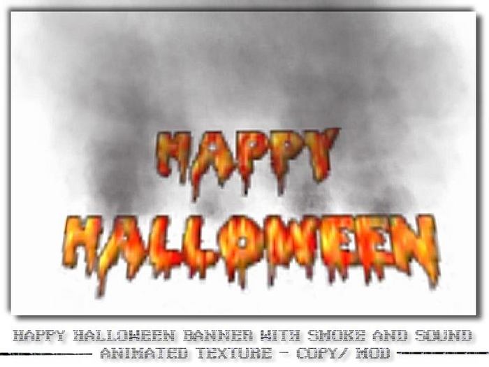 Smoking Flaming Happy Halloween  Banner
