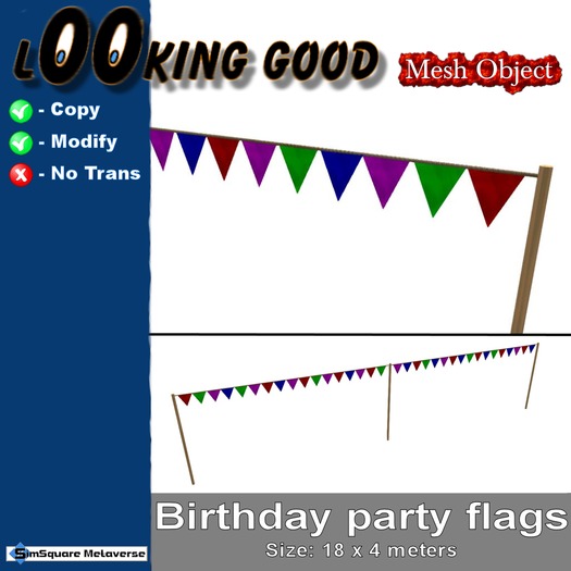 Looking good birthday party flags MESH