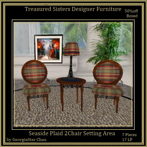 G! SeaSide Plaid 2 Chairs Setting Area