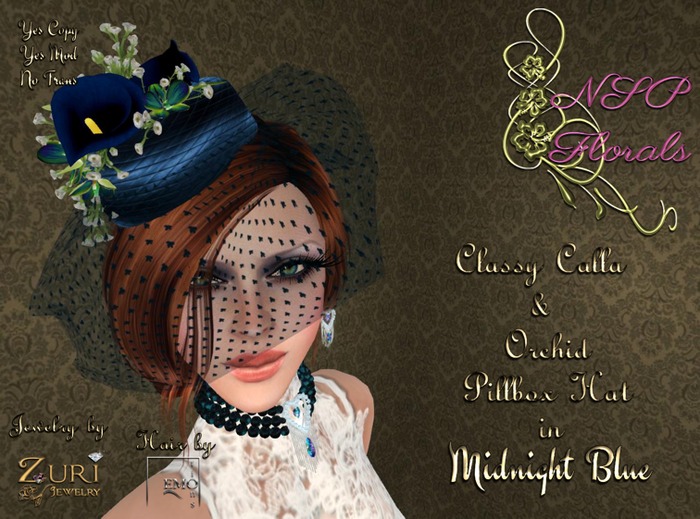 NSP Classy Calla & Orchid Pillbox Hat MB Boxed