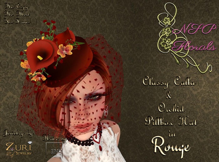 NSP Classy Calla & Orchid Pillbox Hat R Boxed