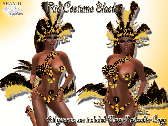 Rio Carnival Costume Black&Gold - all you can see included - Brazil Samba * SPECIAL PRICE Mardi Gras Promo *  - Dedalo -