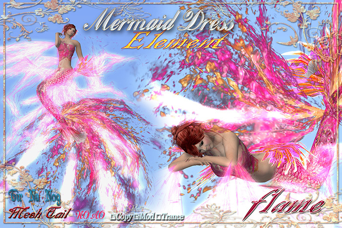 **TNN**Mermaid Dress element -Flame