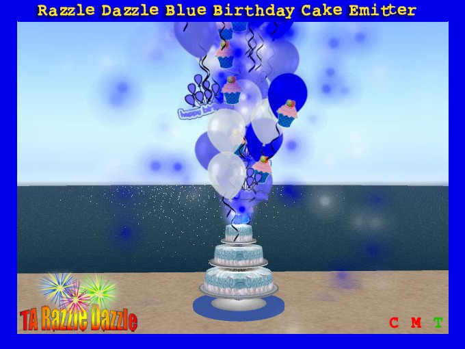 Razzle Dazzle Blue Birthday Cake Emitter 2012 v7