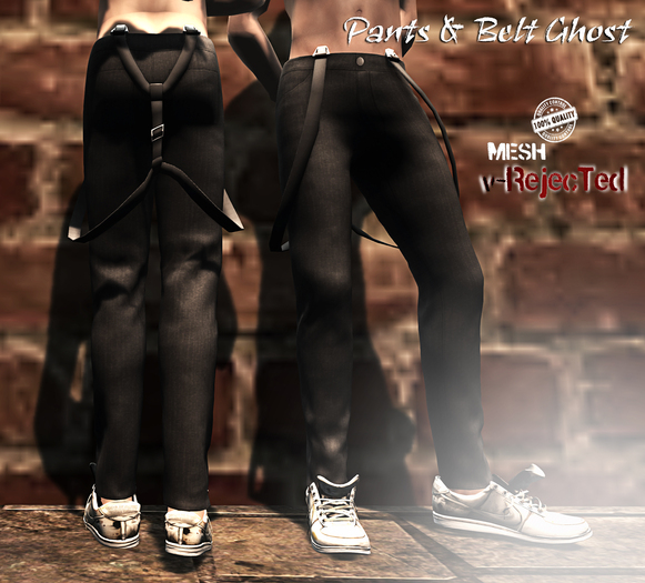 *v-R* Mesh Pants+Belt Ghost