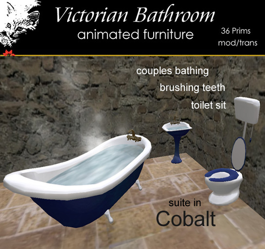 Victorian Bathroom Set in Cobalt from Pestique