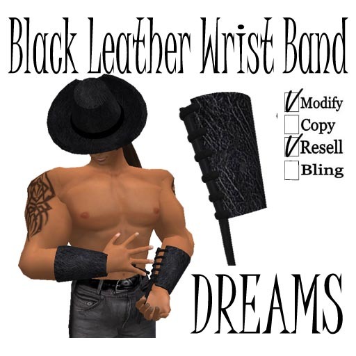 Jewelry - BLACK LEATHER WRIST BAND MALE