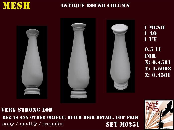 Beautifull high detailed FP Full round pillar Li=0.5 M0251