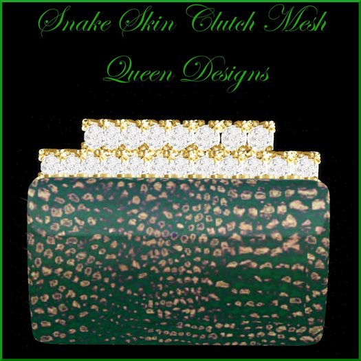 Snake Skin Clutch Green Mesh