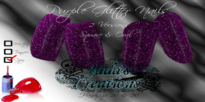 Purple Glitter Prim Nails