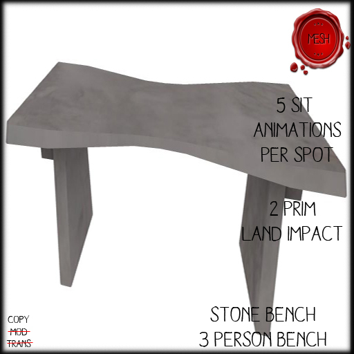 =KD= Stone Bench - 3 Person Bench [Boxed}