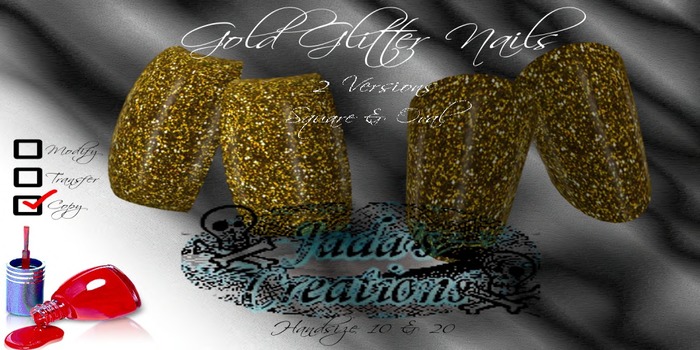 Gold Glitter Prim Nails