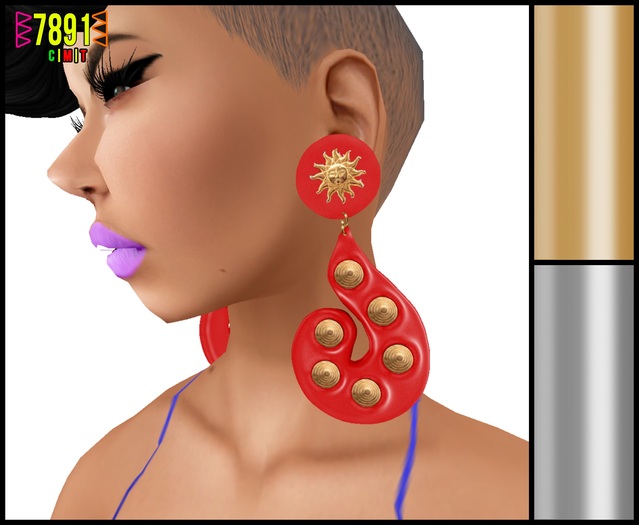 [7891.] Guru Earrings - Red (W]Resize)