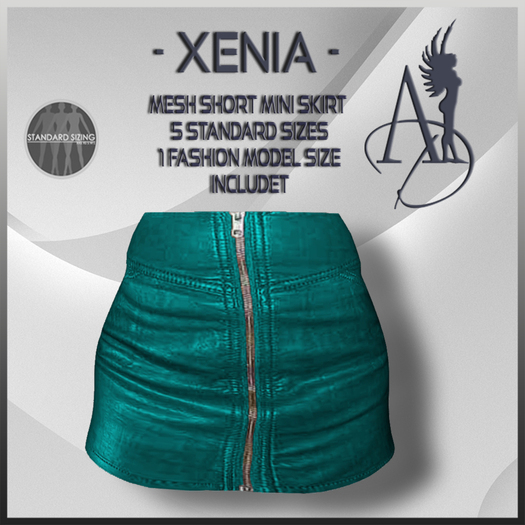 AD-Xenia-mesh leather skirt-petrol