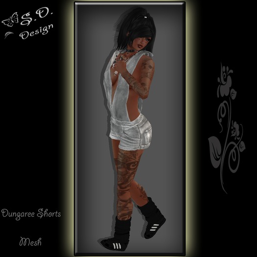 Dungaree Shorts White