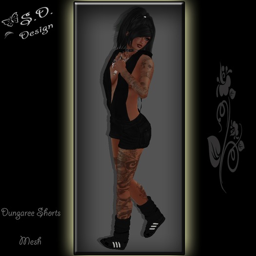 Dungaree Shorts Black Mesh