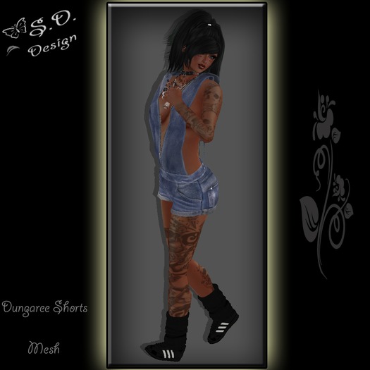 Dungaree Shorts Blue Mesh