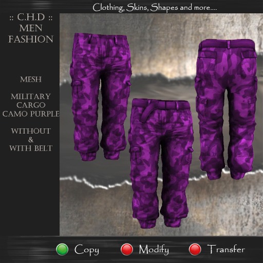 ::[>C.H.D.<]:: MESH MILITARY CARGO CAMO Pant-Purple