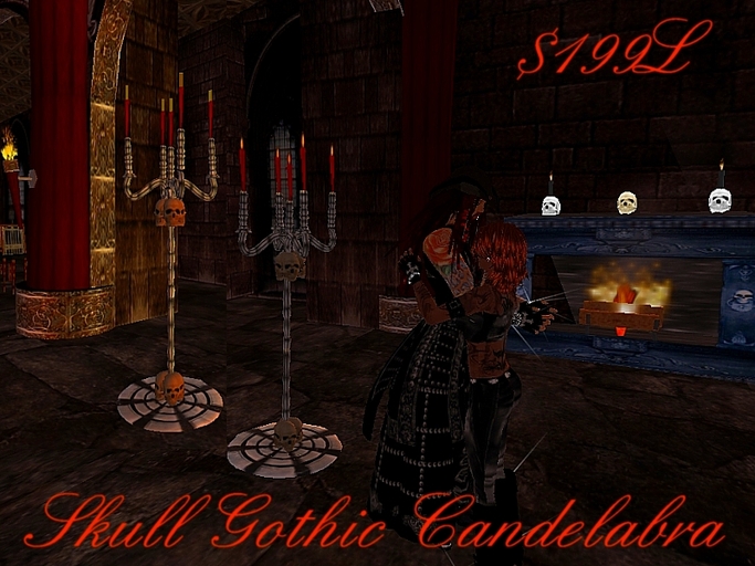 Gothic Skull  Candelabra w/candles