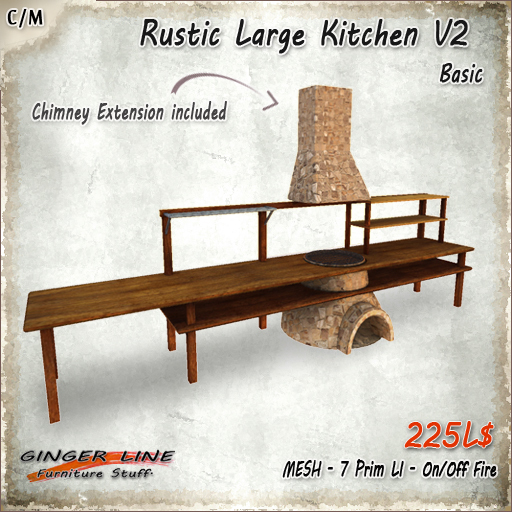 [Ginger Line] Rustic large kitchen V1 base (BOX)