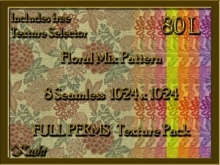 *Kushi* Floral Mix Seamless Texture Pack, Full Perms, High Res 1024 x 1024, Tileable, Repeating