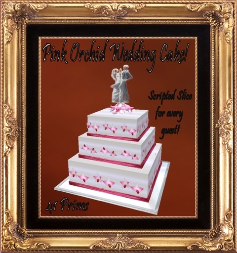 Pink Orchid Wedding Cake 41 Prims