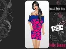 Amanda Print Dress Red/Blue