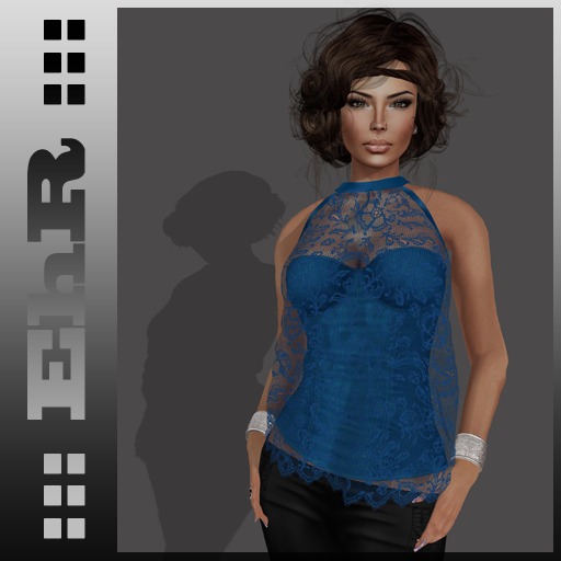 ::: EhR ::: _ lace blouse (Blue)