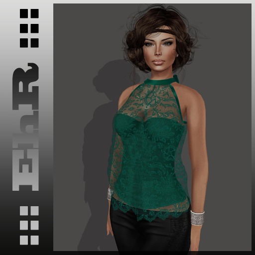 ::: EhR ::: _ lace blouse (green)
