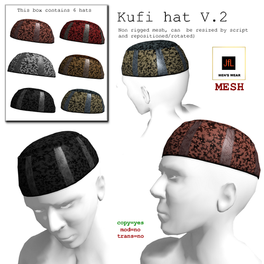 Kufi hat V.2, mesh, 6 colors boxed