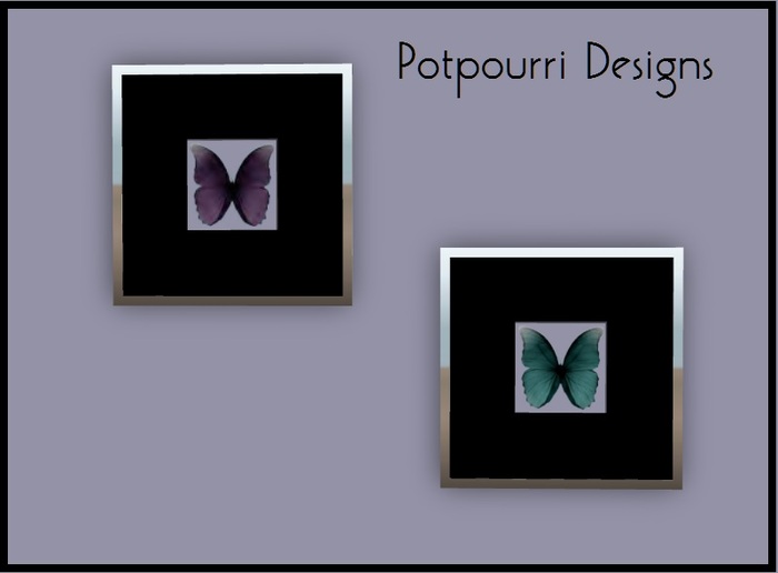 Purple & Teal Butterfly framed pictures  (boxed)