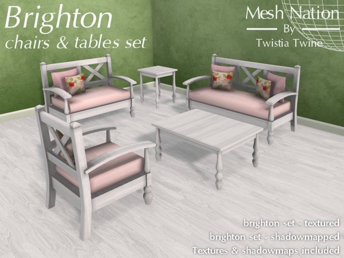 * Mesh Nation * FULL PERMISSIONS Brighton chairs & tables set
