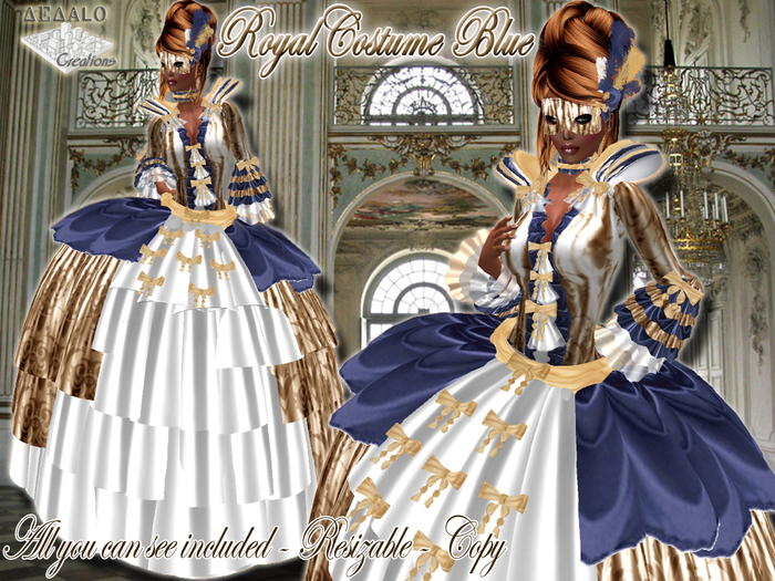 Royal Dress Blue&Gold - Rococo Style * SPECIAL PRICE Mardi Gras Promo *