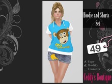 Hoodie Monkey Set Blue
