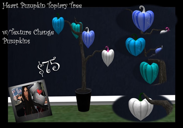 Blues - Halloween Heart Pumpkin Topiary - Texture Change