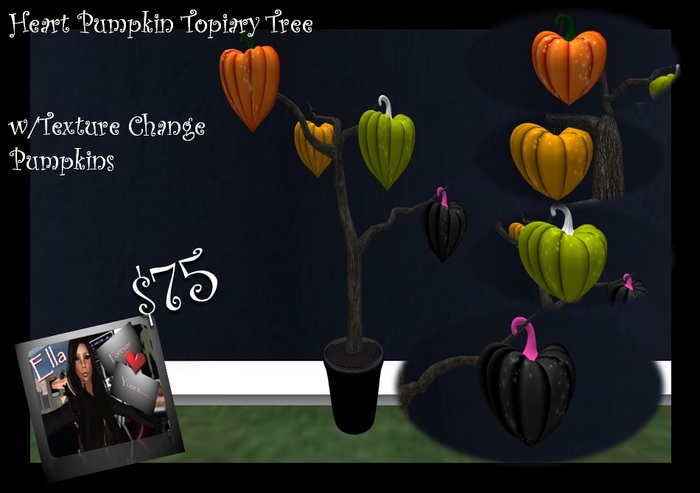 Dark Colors - Halloween Heart Pumpkin Topiary -Texture Change